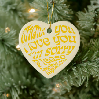 Décoration En Céramique Ho'oponopono Texte en forme de coeur Jaune