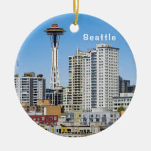 Décoration En Céramique Horizon de Seattle avec le mont Rainier sur le por