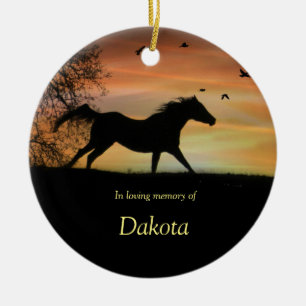Décoration En Céramique Horse Galloping with Birds Memorial Custom Name