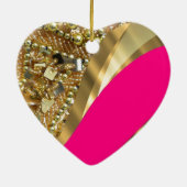 Décoration En Céramique Hot pink & gold bling (Dos)