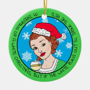 Décoration En Céramique Humour de vin drôle Retro Lady Noël