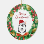 Décoration En Céramique Husky Chien Joyeux Noël (Gauche)