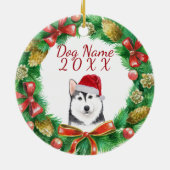 Décoration En Céramique Husky Chien Joyeux Noël (Dos)