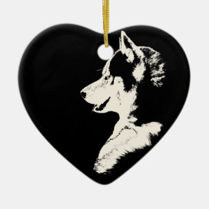 Décoration En Céramique Husky Orament Malamute Keepsaké Chiffres Cadeaux