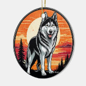 Décoration En Céramique Husky Retro Sunset Dog Lover (Gauche)