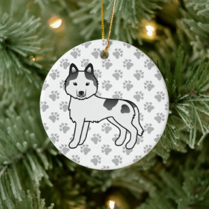 Décoration En Céramique Husky sibérien pie noir mignon chien de dessin ani