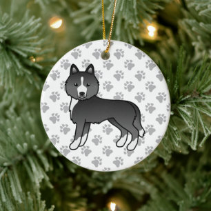 Décoration En Céramique Husky Sibérien surtout noir Chien de dessin animé 