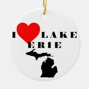 Décoration En Céramique I heart Lake Erie Michigan pride État du Grand lac