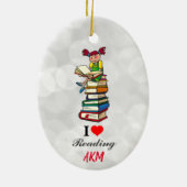 Décoration En Céramique I Love Lecture Livres Monogramme Noël (Dos)