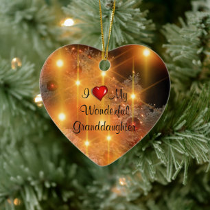 Décoration En Céramique I Love My Wonderful Granddaughter Ceramic Ornament