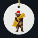 Décoration En Céramique I Love You California Bear avec Santa Hat Ceramic<br><div class="desc">Faites plaisir à vos amis avec l'ours de Californie I Love You portant un chapeau de Père Noël. Un joli ajout au sapin de Noël de votre famille ou de vos amis.</div>