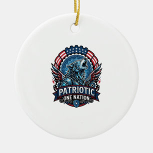 Décoration En Céramique IA patriotique Liberté Loup Cyberpunk Avenir Liber