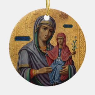 Décoration En Céramique Icône chrétienne orthodoxe de Ste Anne et de la Th