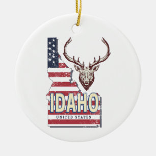 Décoration En Céramique Idaho États-Unis Carte Retro Vintage Deer USA