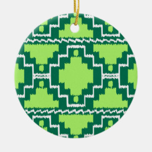 Décoration En Céramique Ikat Aztec Motif - Forêt et chaux vert