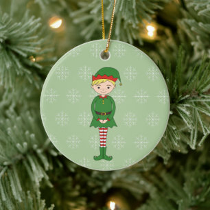 Décoration En Céramique illusima Garçon de Noël Elfe Flocons de Neige Vert