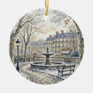 Décoration En Céramique Illustration aquarelle du parc d'hiver parisien