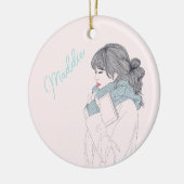 Décoration En Céramique Illustration cool de la fille avec foulard (Gauche)