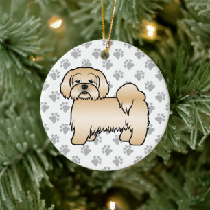 Décoration En Céramique Illustration de chien de dessin animé mignon Lhasa