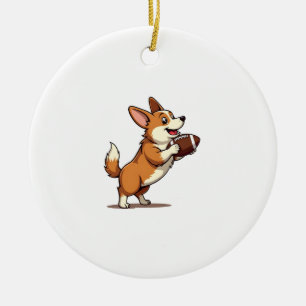 Décoration En Céramique Illustration de chien de football Corgi vintage Sp