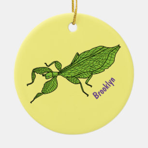 Décoration En Céramique Illustration de dessin d'insecte des feuilles vert
