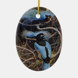 Décoration En Céramique Illustration de Johnston Vintage Blue Bird Paradis