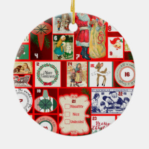 Décoration En Céramique Illustration de l'Avent en bloc de Noël Art carré
