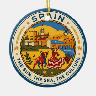 Décoration En Céramique Illustration de l'Espagne Badge de voyage Art