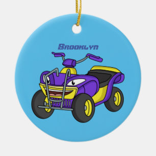 Décoration En Céramique Illustration de moto Purple Quad