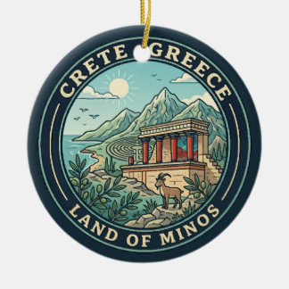 Décoration En Céramique Illustration de voyage de Crète Grèce Badge d'art