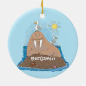 Décoration En Céramique Illustration drôle de morse joyeux (Dos)