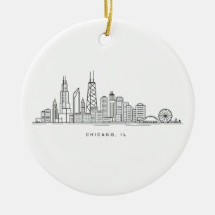 Décoration En Céramique Illustration du paysage urbain de Chicago IL