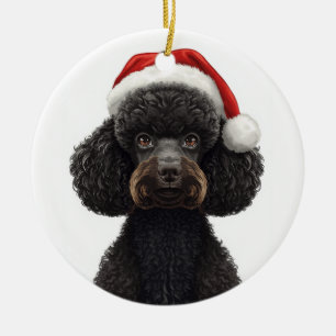 Décoration En Céramique Illustration d'un chien caniche noir festif avec u