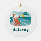 Décoration En Céramique Illustration d'un pêcheur moderne Nom de l'amoureu (Devant)