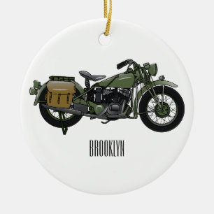 Décoration En Céramique Illustration d'une moto de croiseur militaire