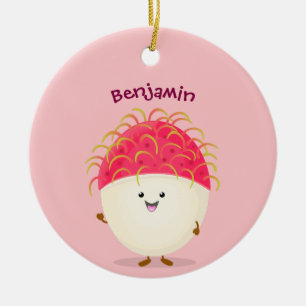 Décoration En Céramique Illustration mignon du ramboutan rose