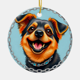 Décoration En Céramique Illustration numérique colorée de chien heureux