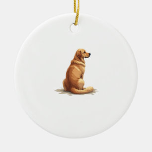 Décoration En Céramique Illustration Rétro de Golden Retriever Vue Arrière