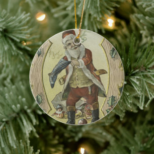 Décoration En Céramique Illustration Santa Claus Vintage