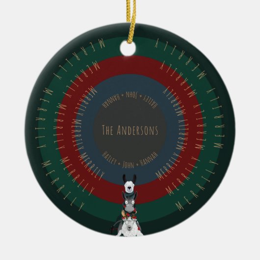 Décoration En Céramique Illustrations d'animaux d'hiver mignons, amusants (Devant)