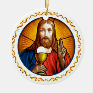 Décoration En Céramique Image de Jésus avec cadre doré