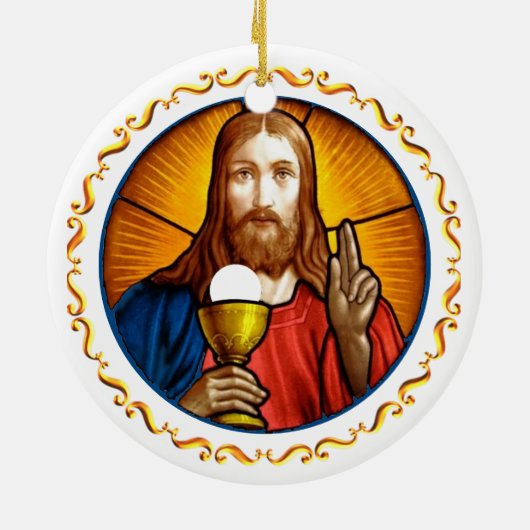 Décoration En Céramique Image Jésus avec cadre doré (Dos)