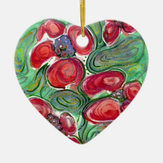 Décoration En Céramique Imaginaire Fleurs rouges (Devant)