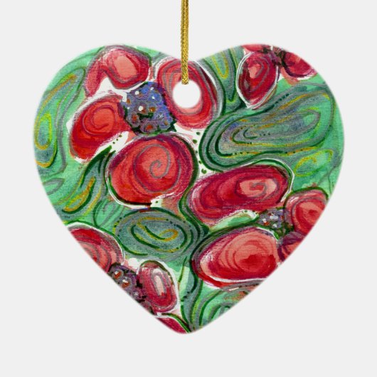 Décoration En Céramique Imaginaire Fleurs rouges (Dos)