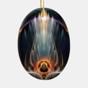 Décoration En Céramique Imperial View Fractal Art Oval Ornament