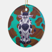 Décoration En Céramique Impression Brown et Turquoise de vache (Gauche)