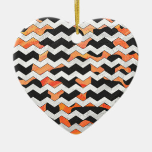 Décoration En Céramique Impression Chevron noir et orange de vache