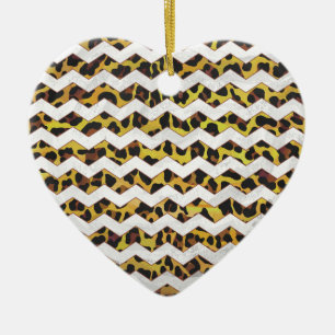 Décoration En Céramique Imprimerie Leopard Brown et jaune Cevron