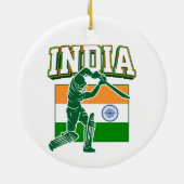 Décoration En Céramique Inde Cricket avec Drapeau Indien cadeau (Dos)