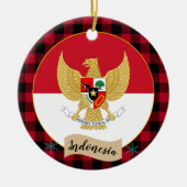 Décoration En Céramique Indonésie, Plaid de buffle rouge & Drapeau indonés (Devant)